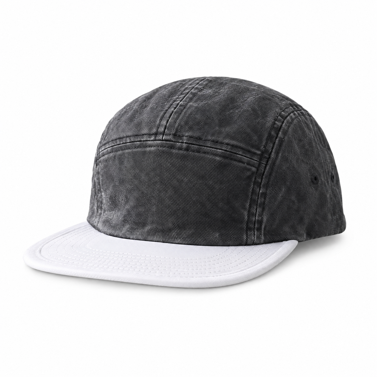 KYO 5 Paneles color Gris y Blanco, gorro de 5 paneles en algodón lavado – Studio Kyo®