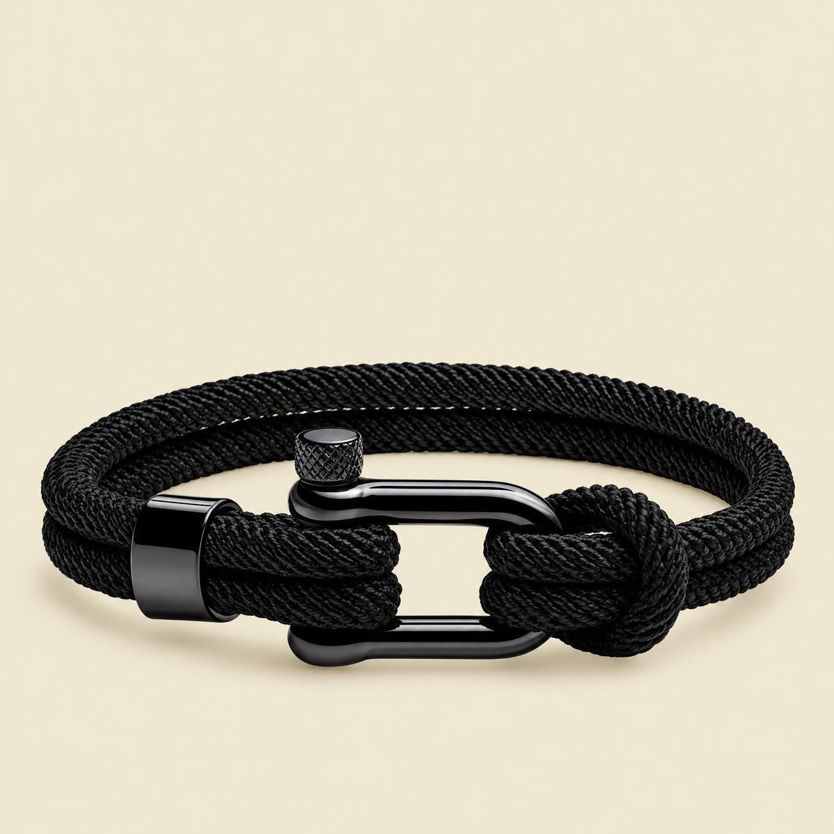 Pulsera Náutica Malibu Negra, pulsera de cuerda de Studio Kyo® – foto principal
