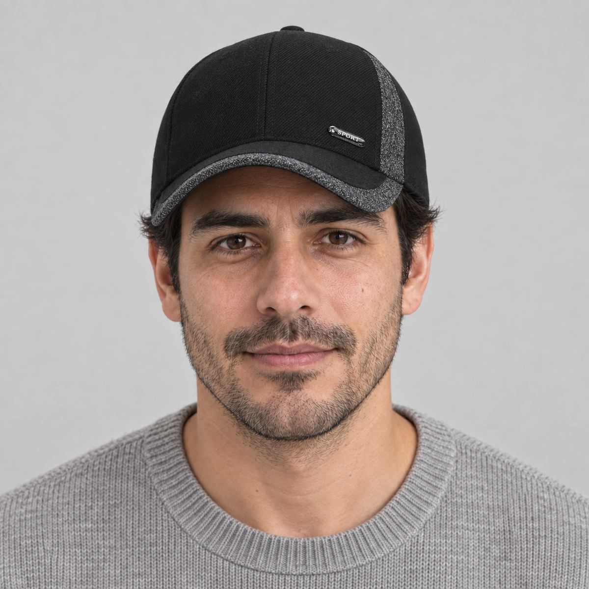 Gorro Invierno Fleece 2 negro, vista frontal en modelo hombre